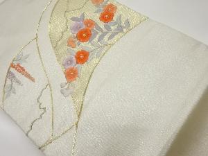 金駒刺繍草花・藤に雲模様名古屋帯